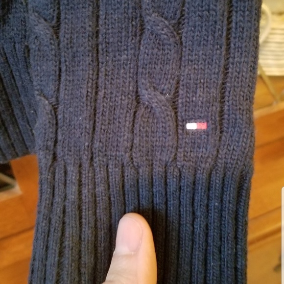 Split Neck Cable Knit Tommy Hilfiger Sweater - Picture 3 of 4